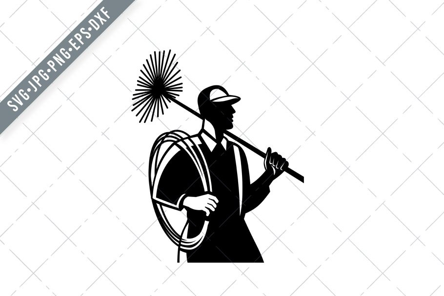 Chimney Sweep Holding Sweeper SVG cover image.