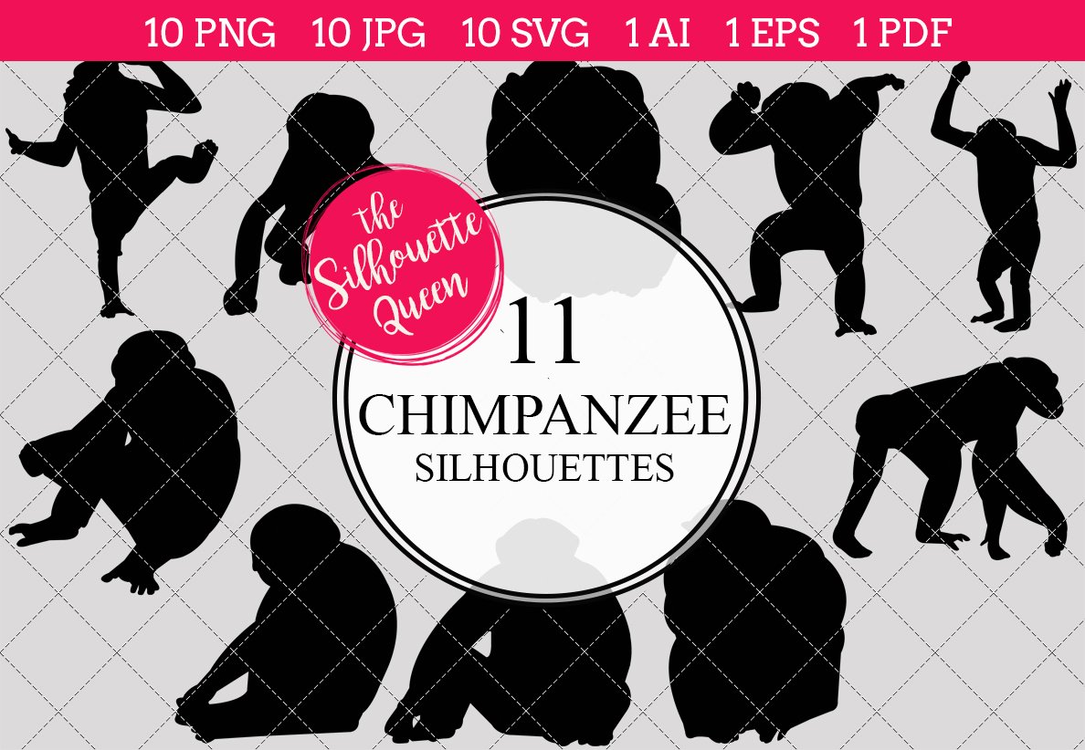 Chimpanzee Silhouette Clipart Clip cover image.