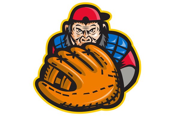 Chimpanzee Baseball Catcher Glove cover image.