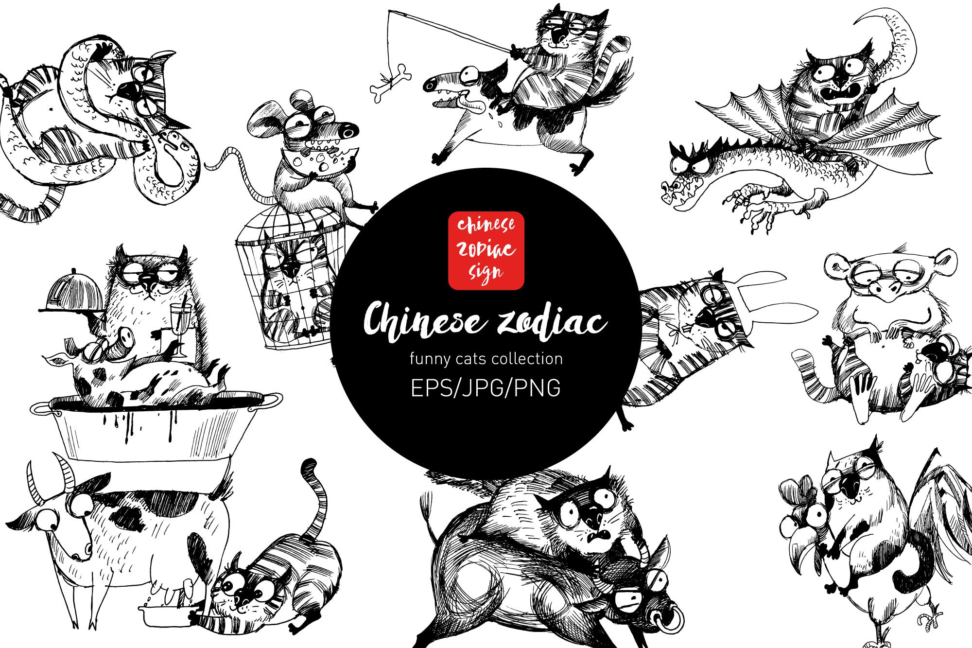 Chinese zodiac as funny cats cover image.