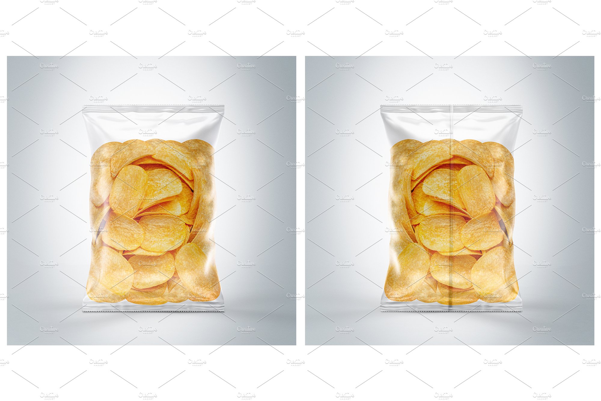 Clear Plastic Bag With Chips Mockup preview image.