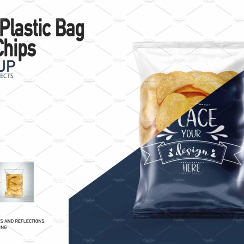 Clear Plastic Bag With Chips Mockup cover image.