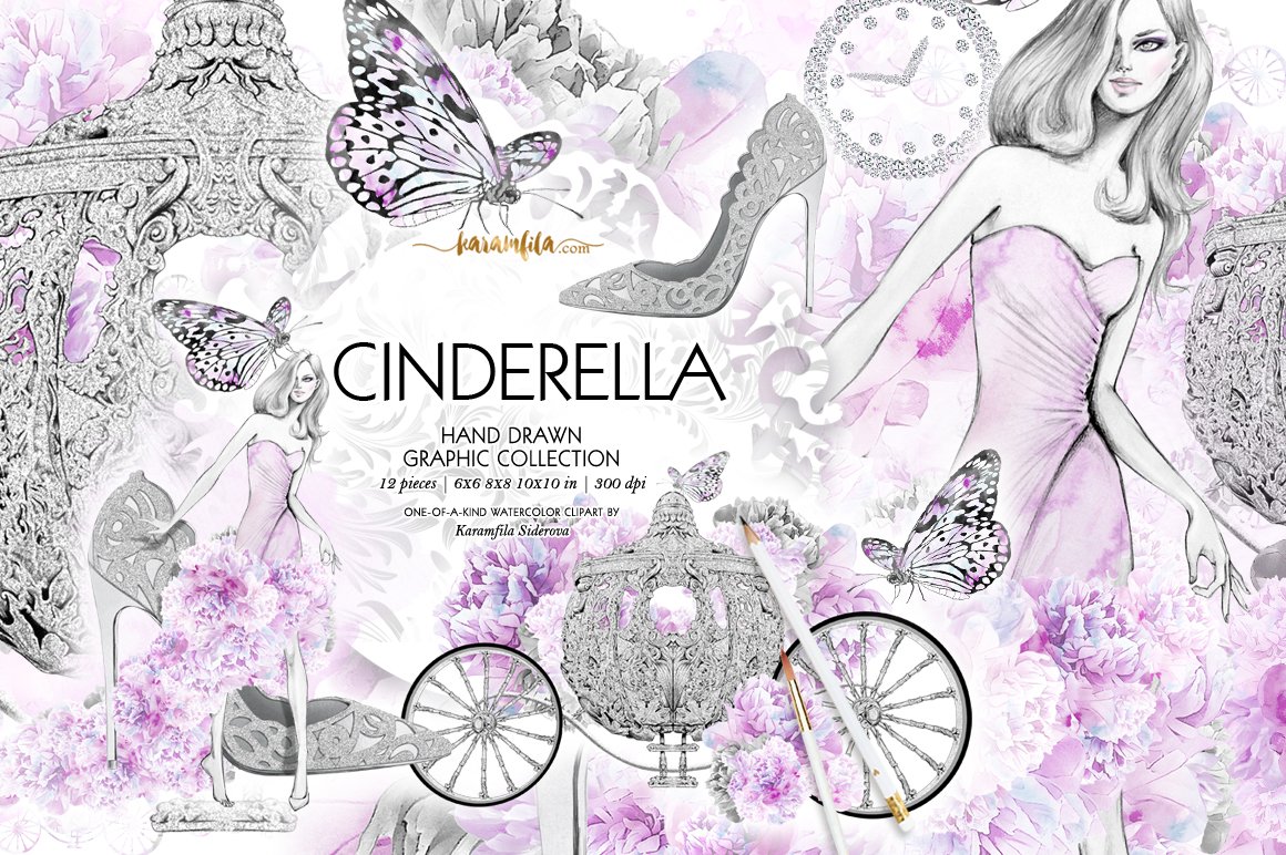 Cinderella Fashion Clipart cover image.