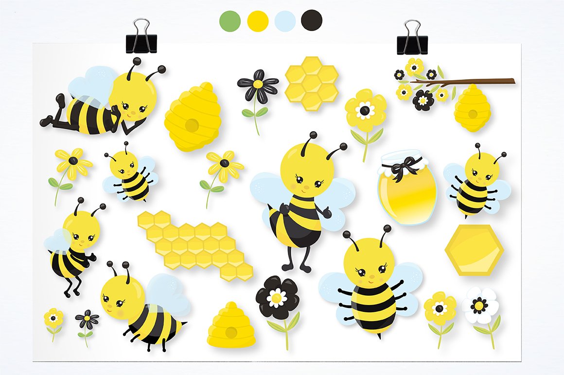Busy bee graphics and illustrations preview image.