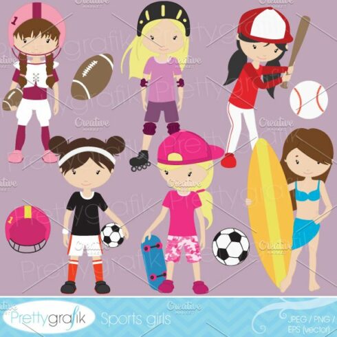 girl sports clipart commercial use cover image.