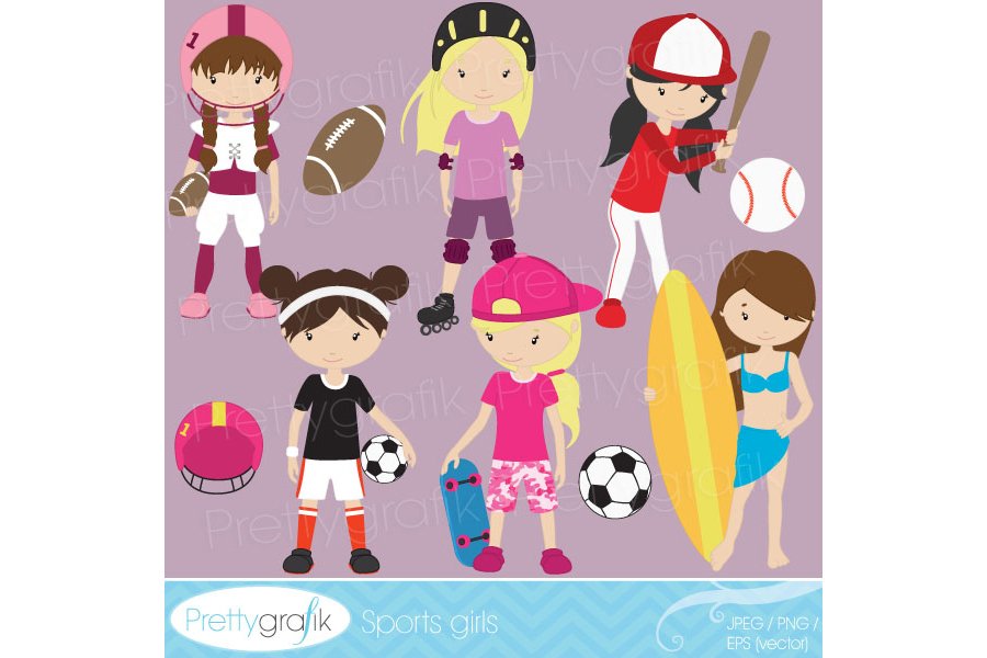 girl sports clipart commercial use preview image.