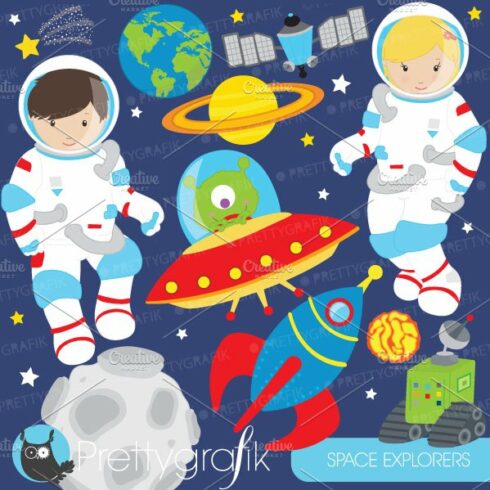 Astronaut in space clipart cover image.