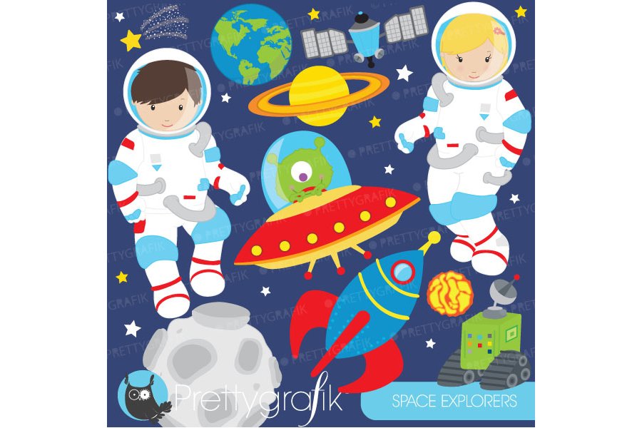 Astronaut in space clipart preview image.