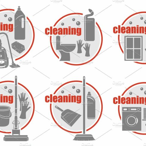 Set of icon cleaning cover image.