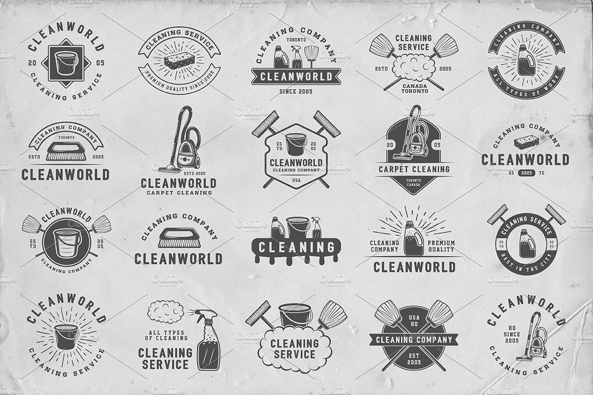 Set of Vintage Cleaning Emblems preview image.