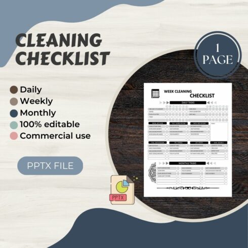 Cleaning checklist schedule log book totally editable for commercial use cover image.