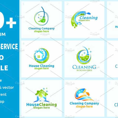 30+ Cleaning Service Logo Bundle cover image.