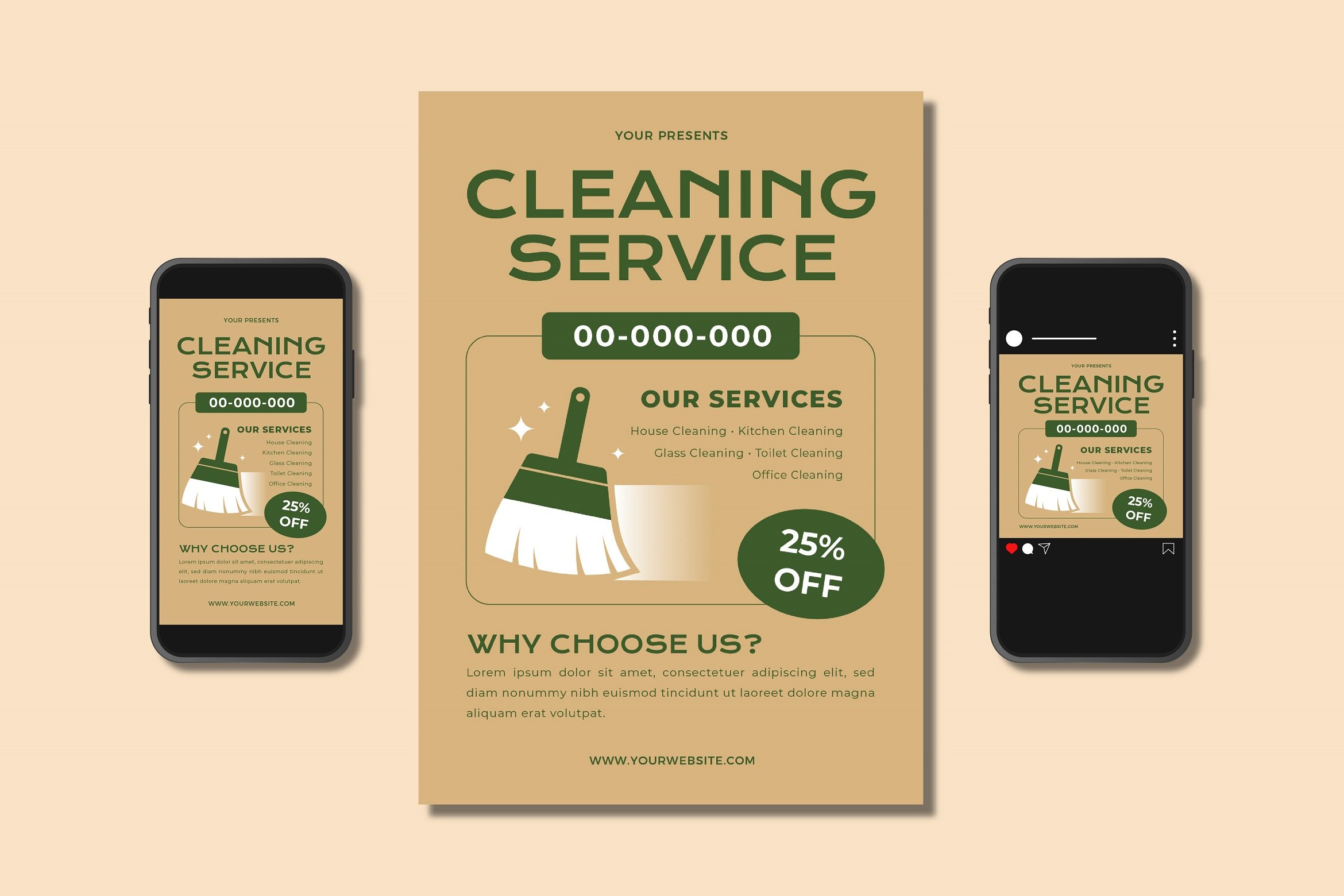 Cleaning Service Flyer Set cover image.