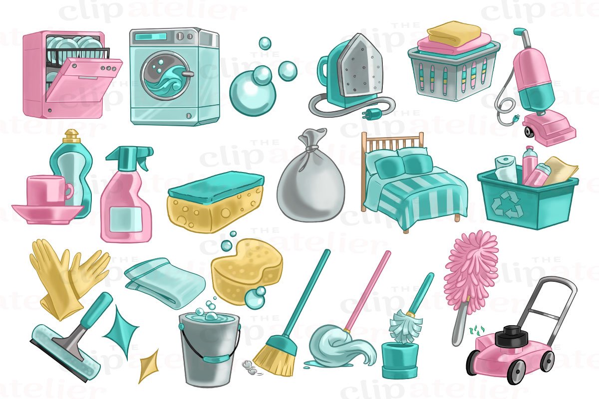 House Chores Clipart preview image.