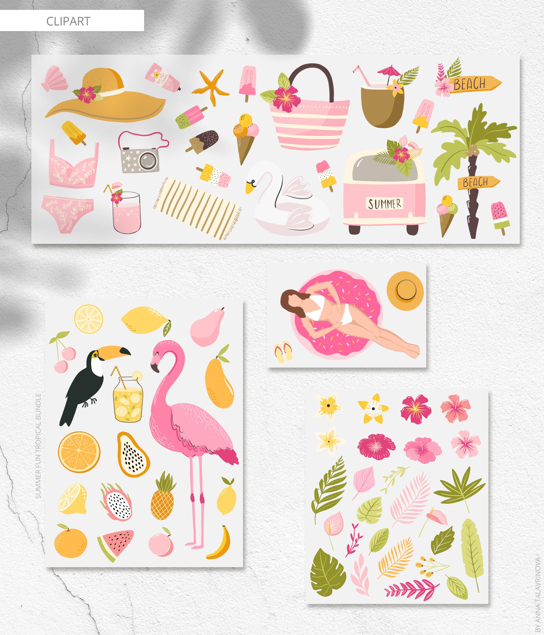 Summer Tropical clipart & patterns preview image.