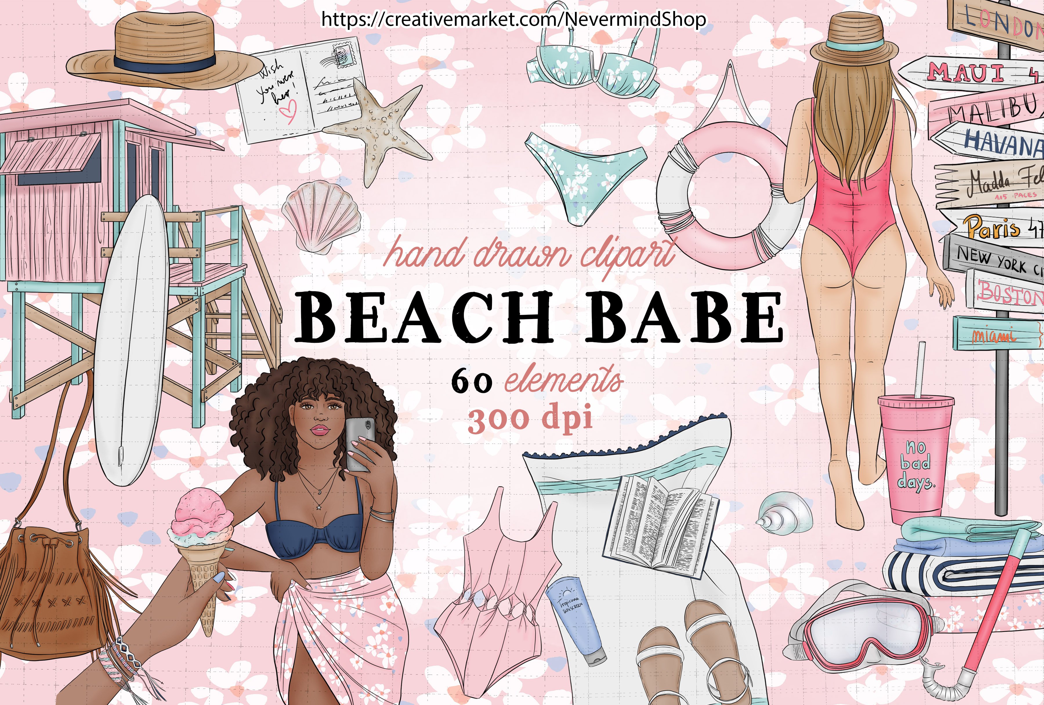 Beach clipart kit cover image.