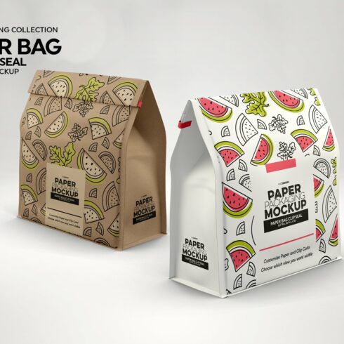 Paper Bags with Clip Seal Mockup cover image.