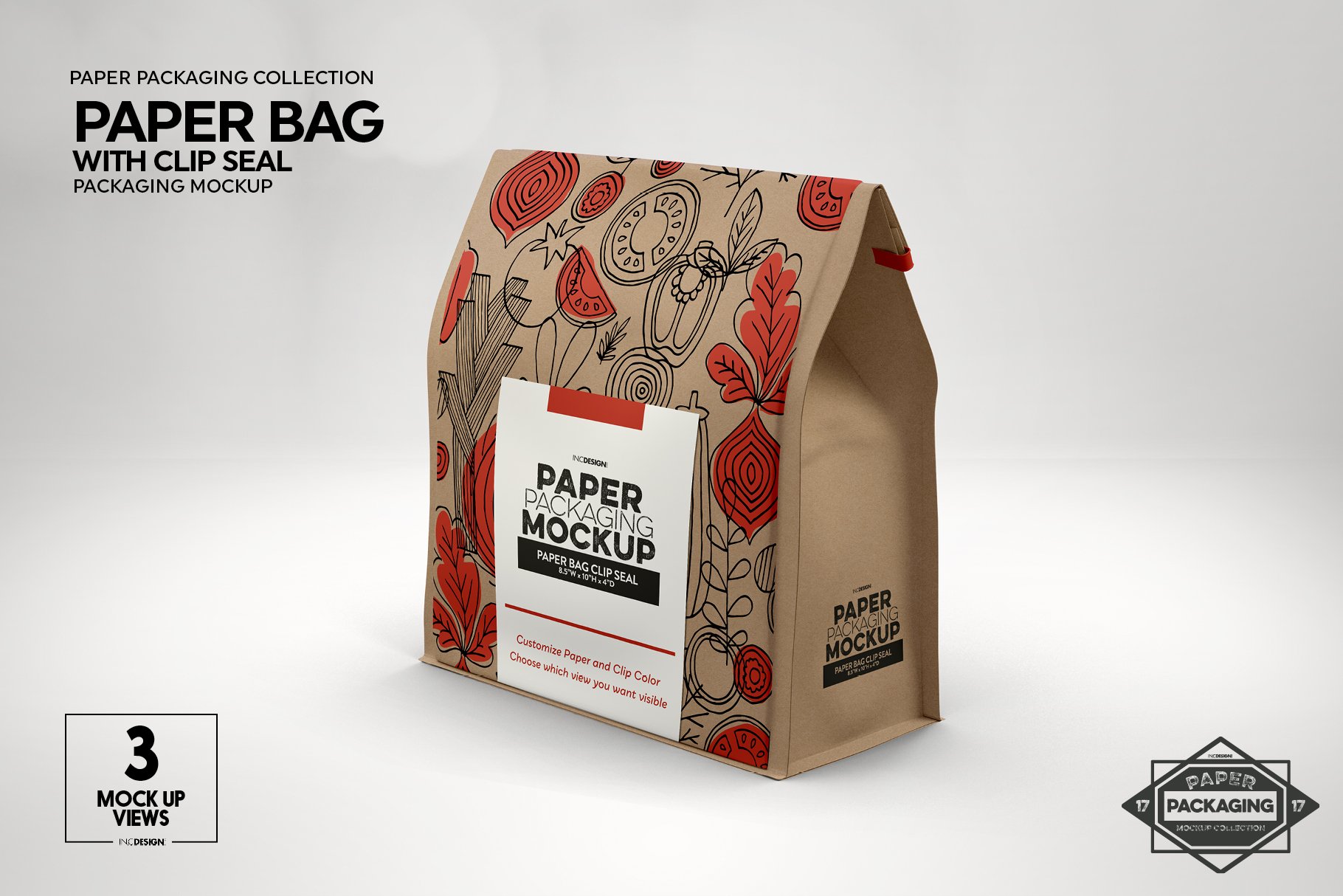 Paper Bags with Clip Seal Mockup preview image.