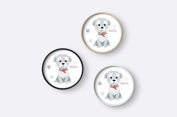Vector sketch funny maltese dog sitting preview image.