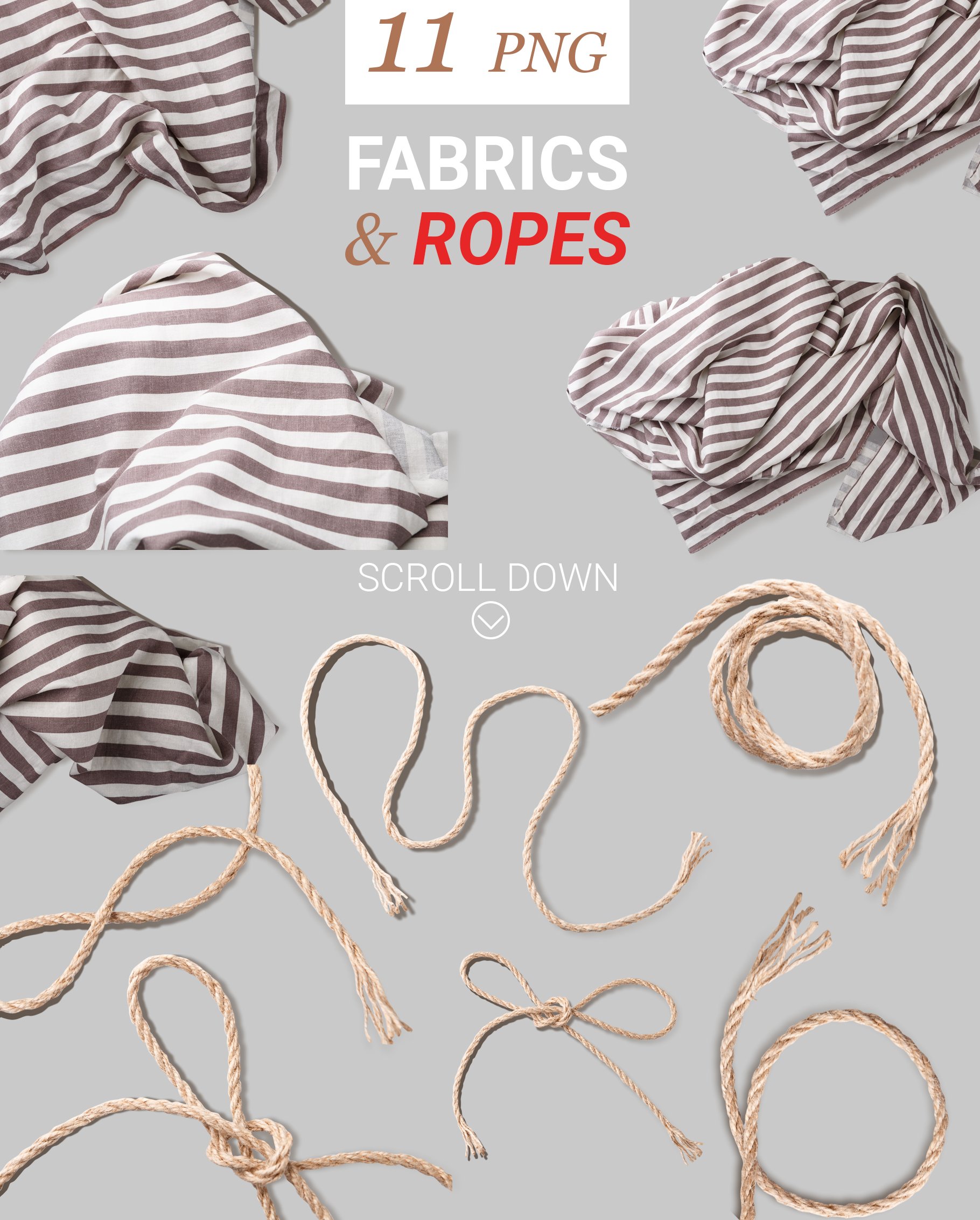 cloth and ropes photo clipart set with transparent background 814