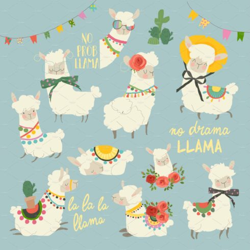 Cute Llamas with funny Quotes. Funny cover image.