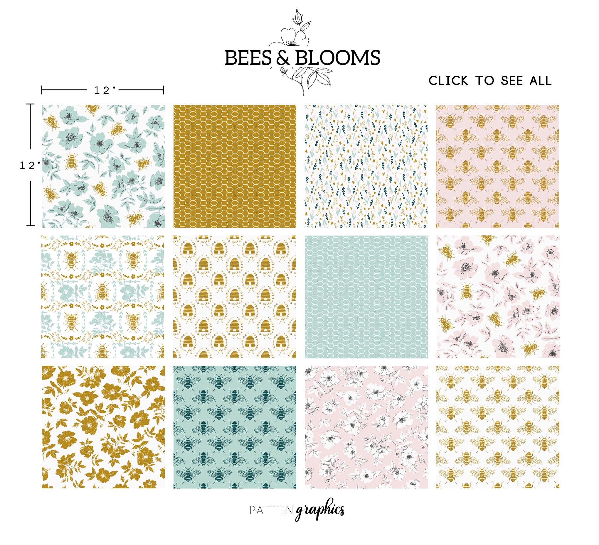 Bees & Blooms - Honeybees and Roses preview image.