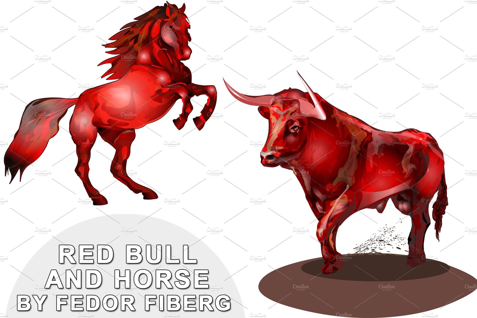 Red Bull and Horse vector isolated cover image.