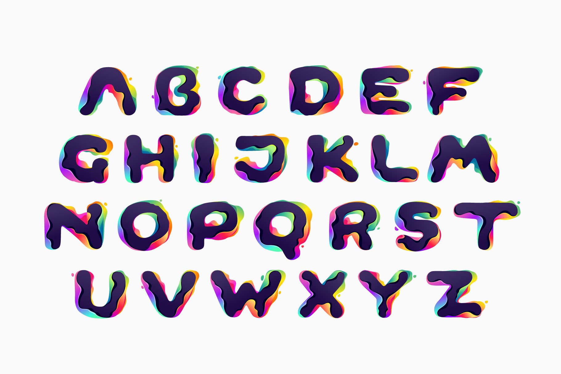Hologram Shift colorful glitch font preview image.