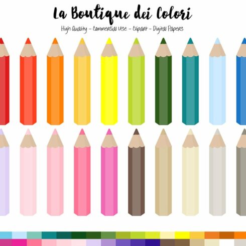50 Rainbow Coloring Pencil Clipart cover image.