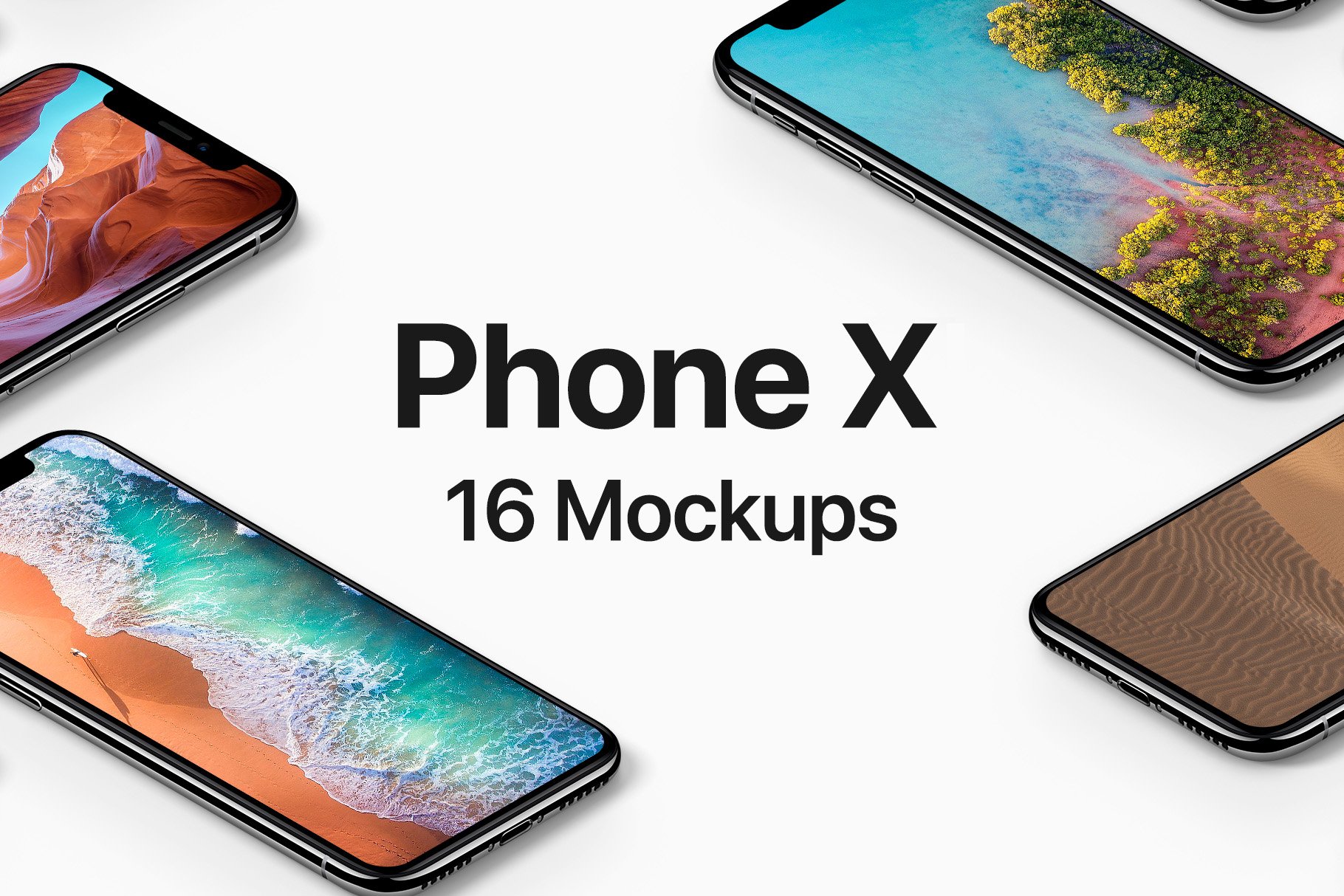 Phone X 16 Mockups cover image.