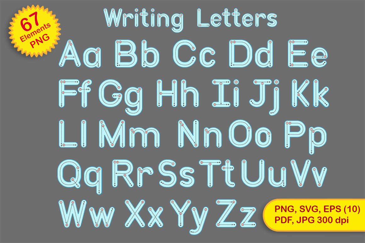Writing letters font preview image.