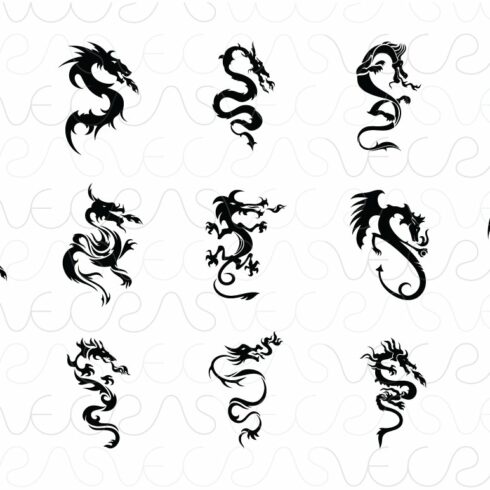 Fire Dragons Black Vector Set cover image.