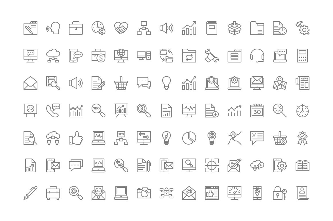 180 Digital Marketing Line Icons preview image.