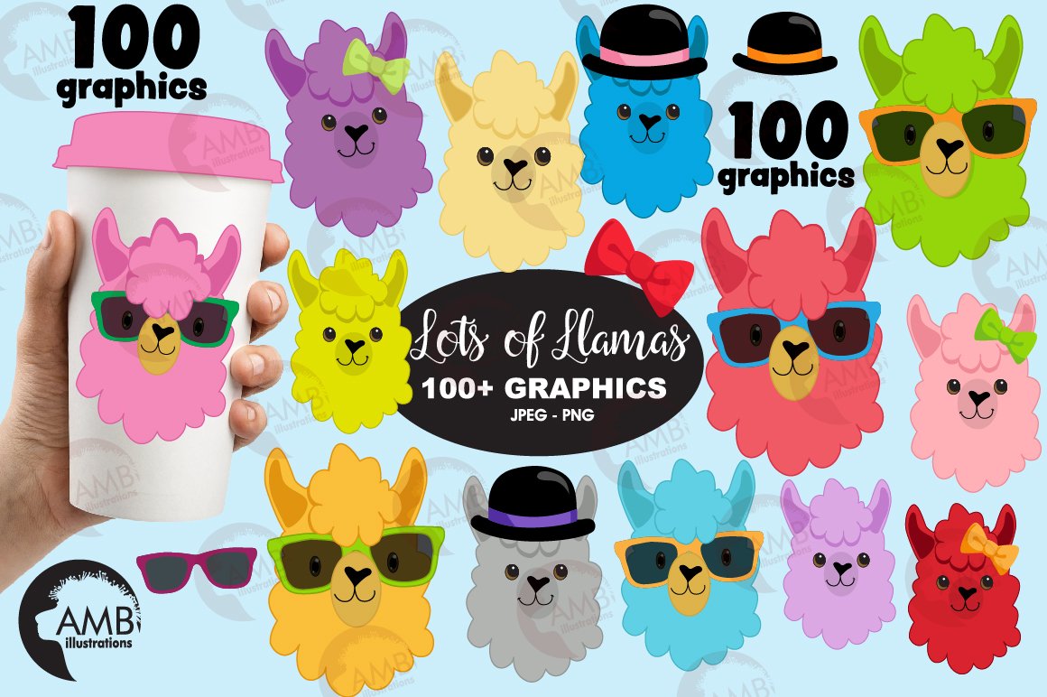 100 llamas clipart AMB-2100 cover image.