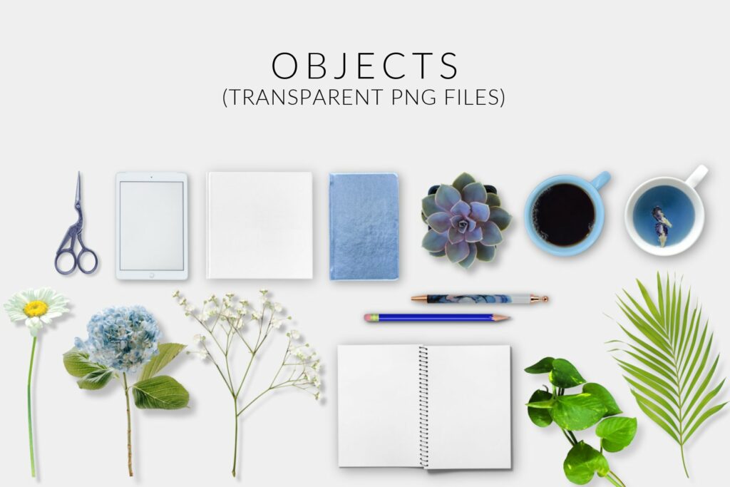 Sweet Baby Blue Desk Scene Creator MasterBundles