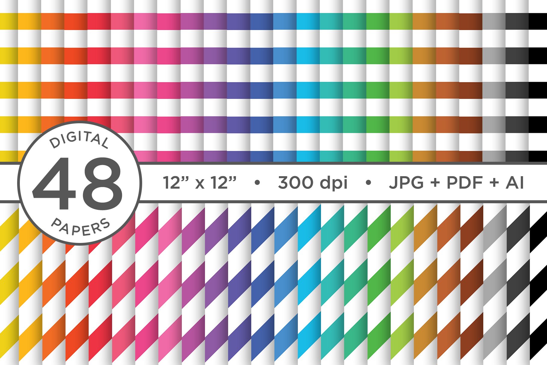 Rainbow Seamless Stripes Patterns cover image.