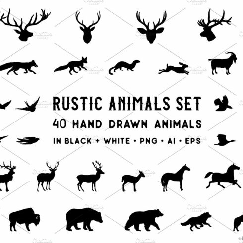 Rustic Animals Clipart - AI PNG EPS cover image.