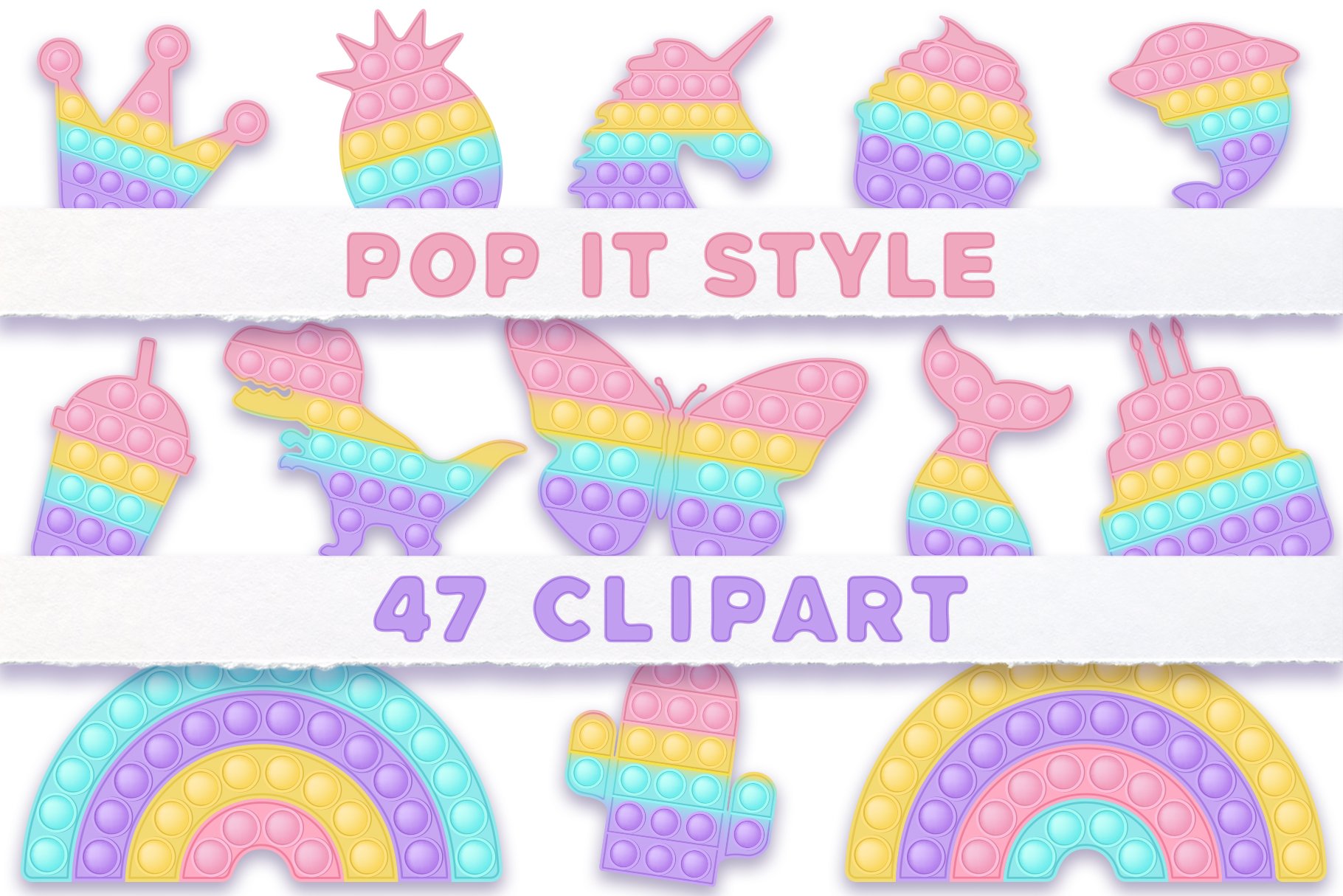 Pop it Fidget Toy Pastel Clipart new cover image.