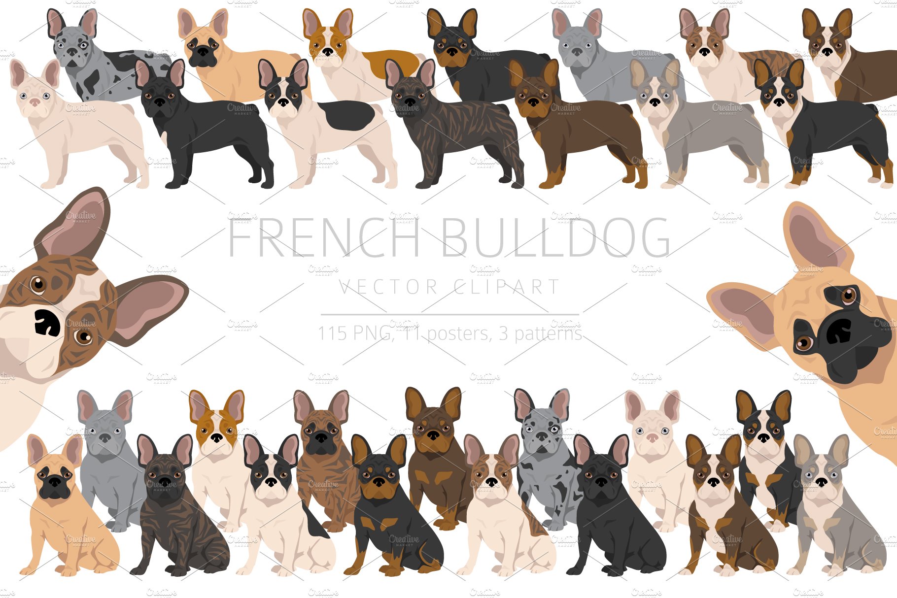 French Bulldog clipart preview image.