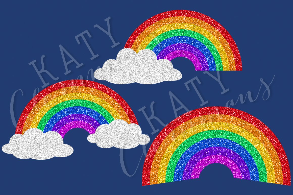 Glitter Rainbows clip art & papers preview image.