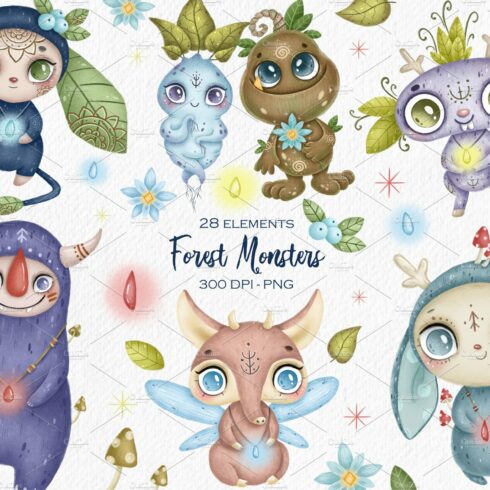 Forest Monsters Clipart cover image.