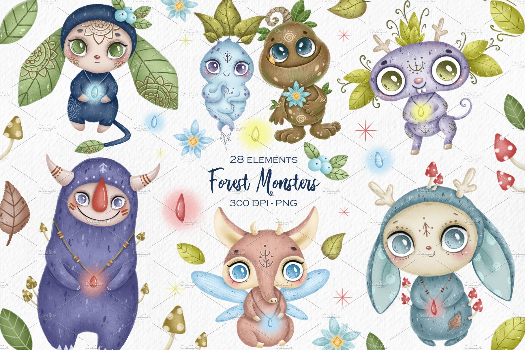 Forest Monsters Clipart cover image.