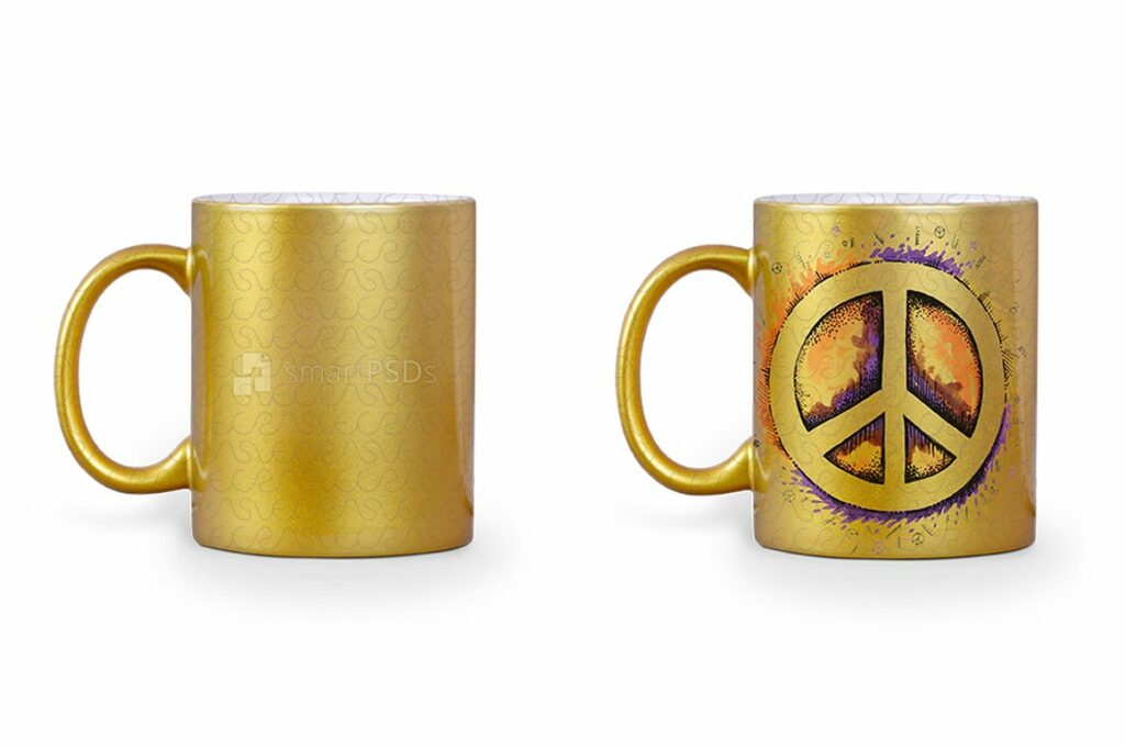 Golden Mug Design Mockup 2 Views Masterbundles 6942