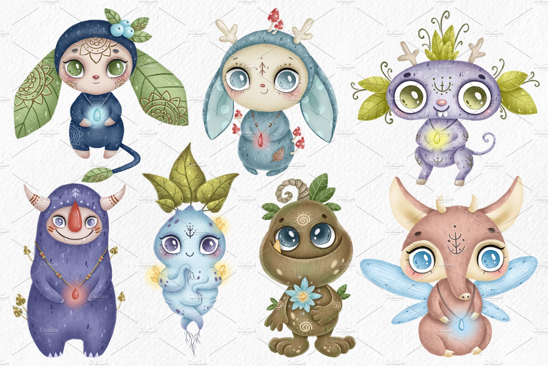 Forest Monsters Clipart preview image.