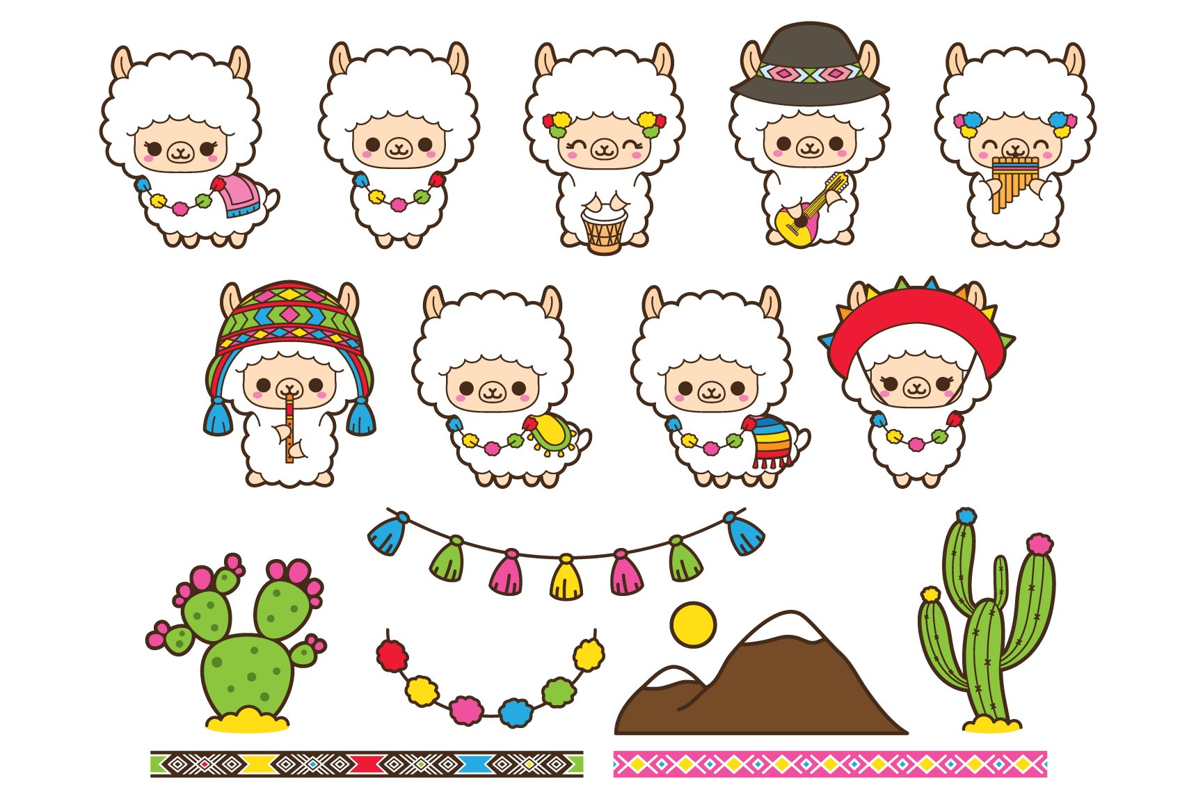 Kawaii llamas preview image.