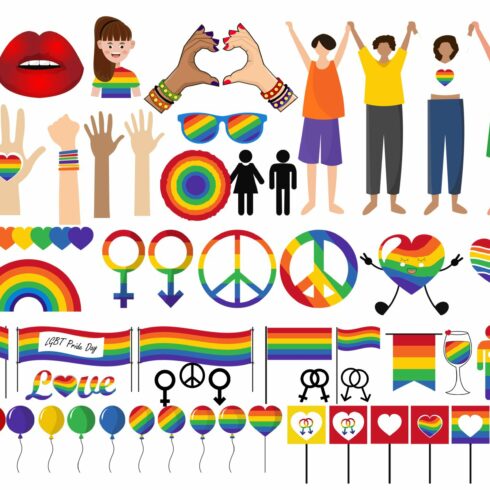 LGBT Pride Month 70+ PNG Element Set cover image.