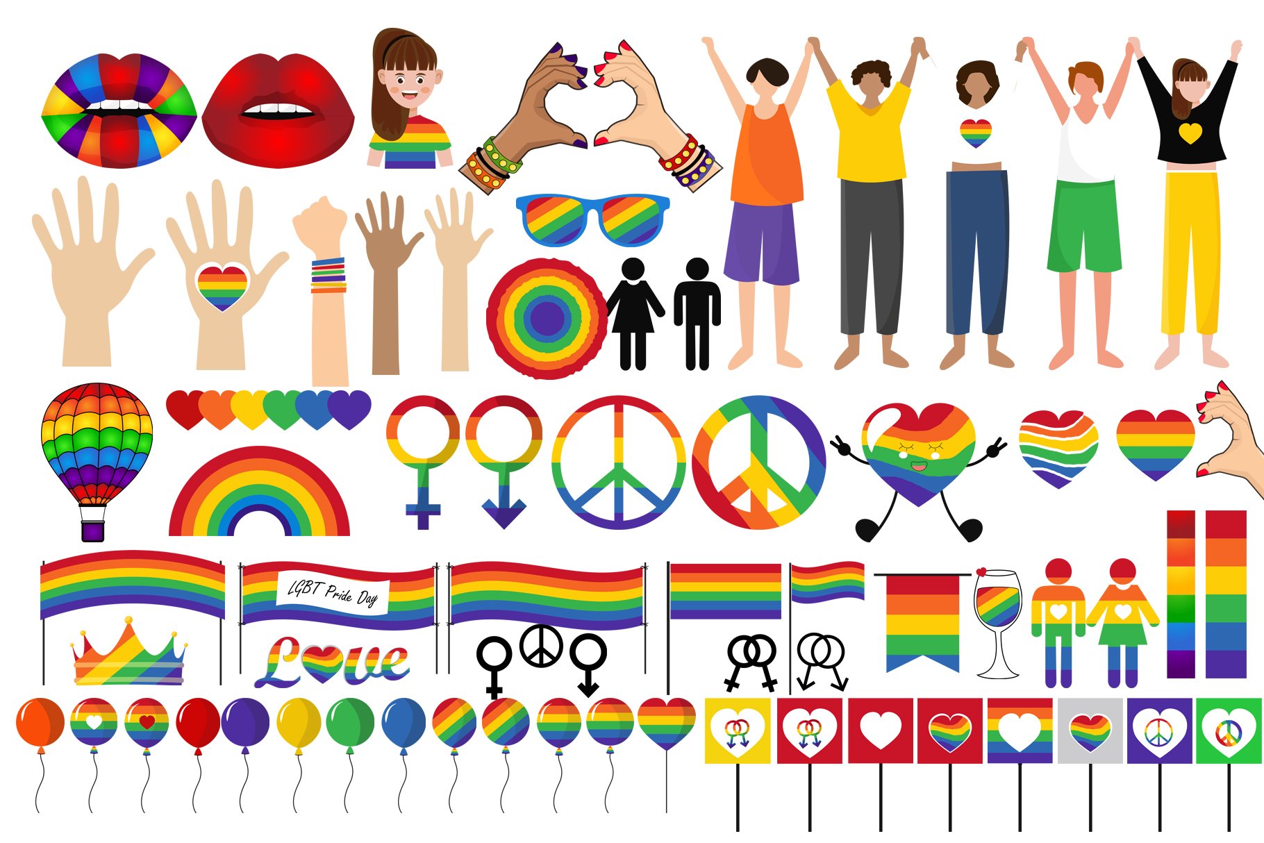 LGBT Pride Month 70+ PNG Element Set cover image.