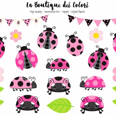 Pink Ladybug Clipart cover image.