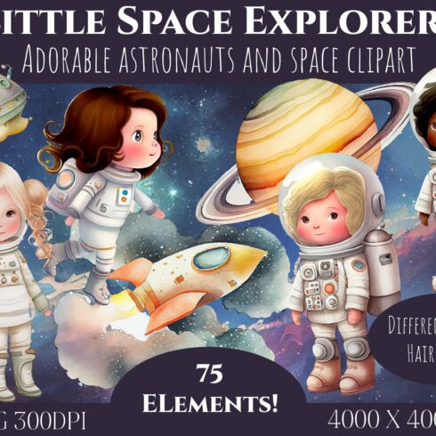 Space Explorers Astronaut Clipart cover image.