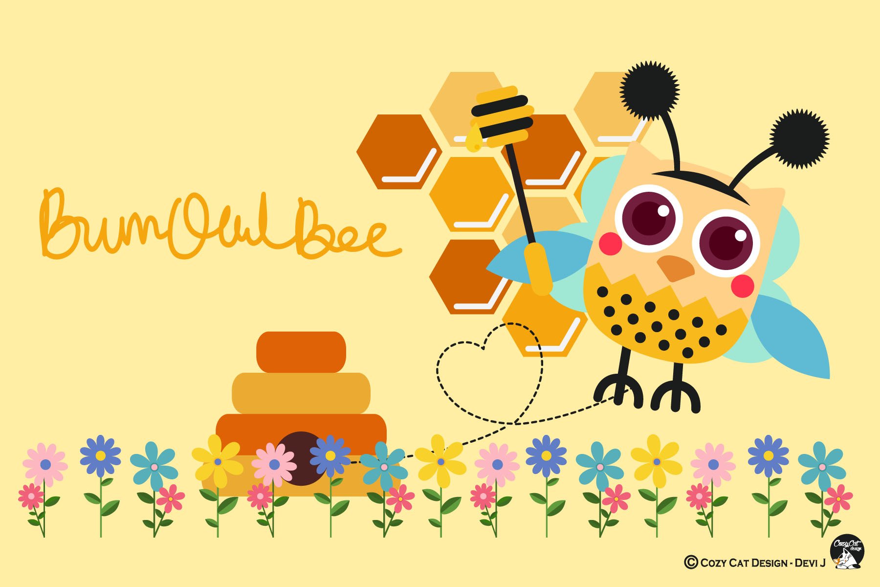 BumbOwlBee Digital Clipart preview image.